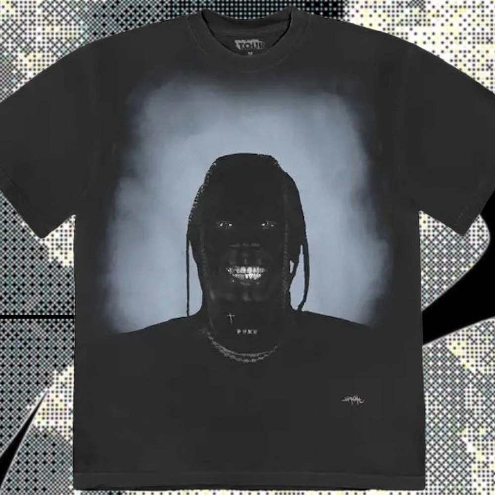 Travis Scott Black & Gray Portrait Short Sleeve Tee